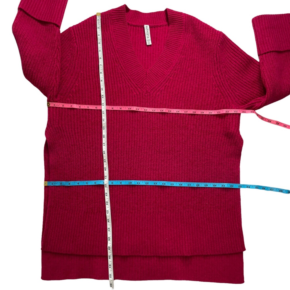 Athleta  Shasta V-Neck Oversized Sweater Fuchsia Size M Wool Blend - Picture 10 of 10